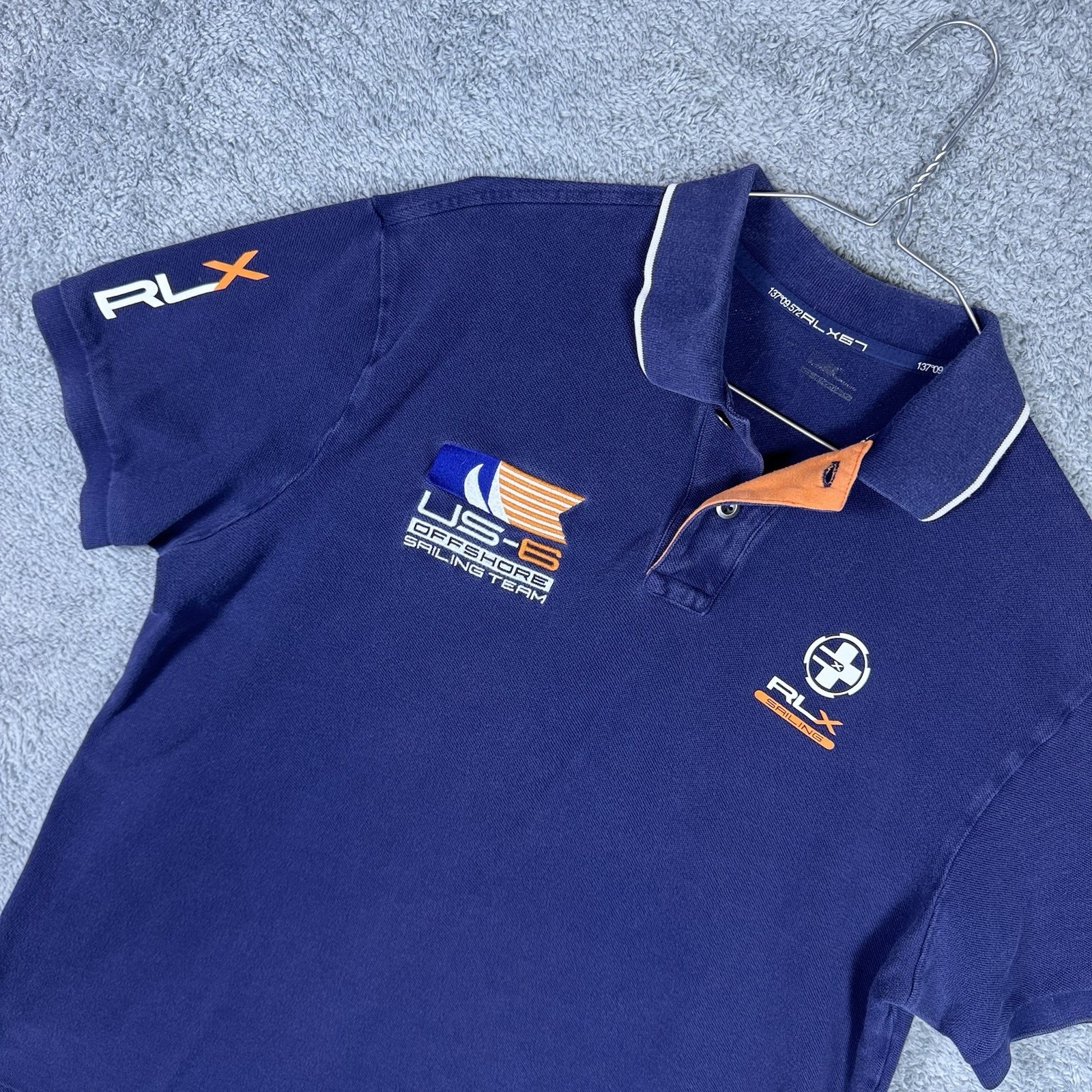 Rlx Sailing Polo Mens Medium Ralph Lauren Shirt Royal Blue Us6 Team Cotton Knit